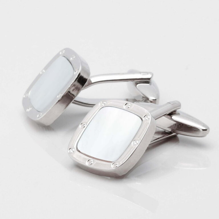 Square Mother of Pearl Port Hole Cufflinks 1 of 1