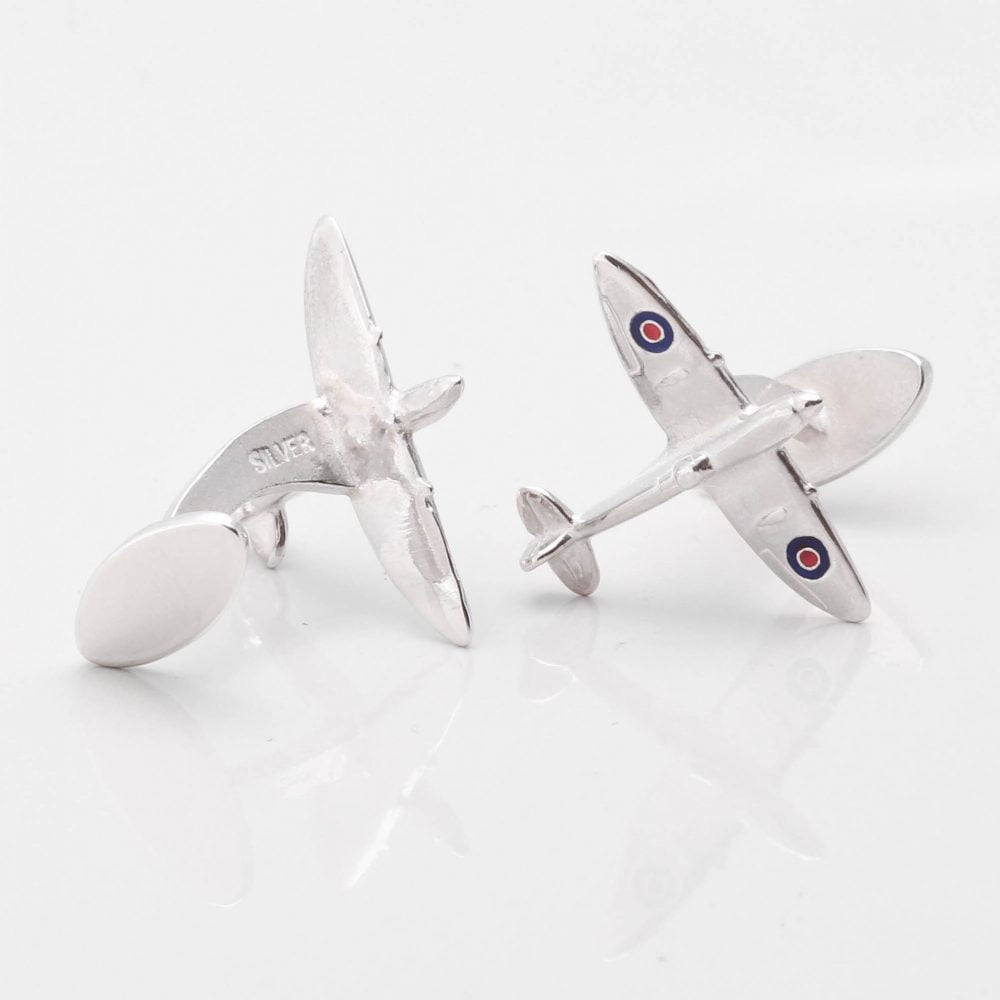 Sterling Silver Spitfire Cufflinks with RAF Roundels Gallery 1 of 1