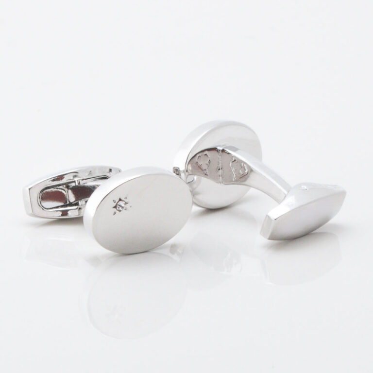 Oval Silver Diamond Cufflinks Gallery