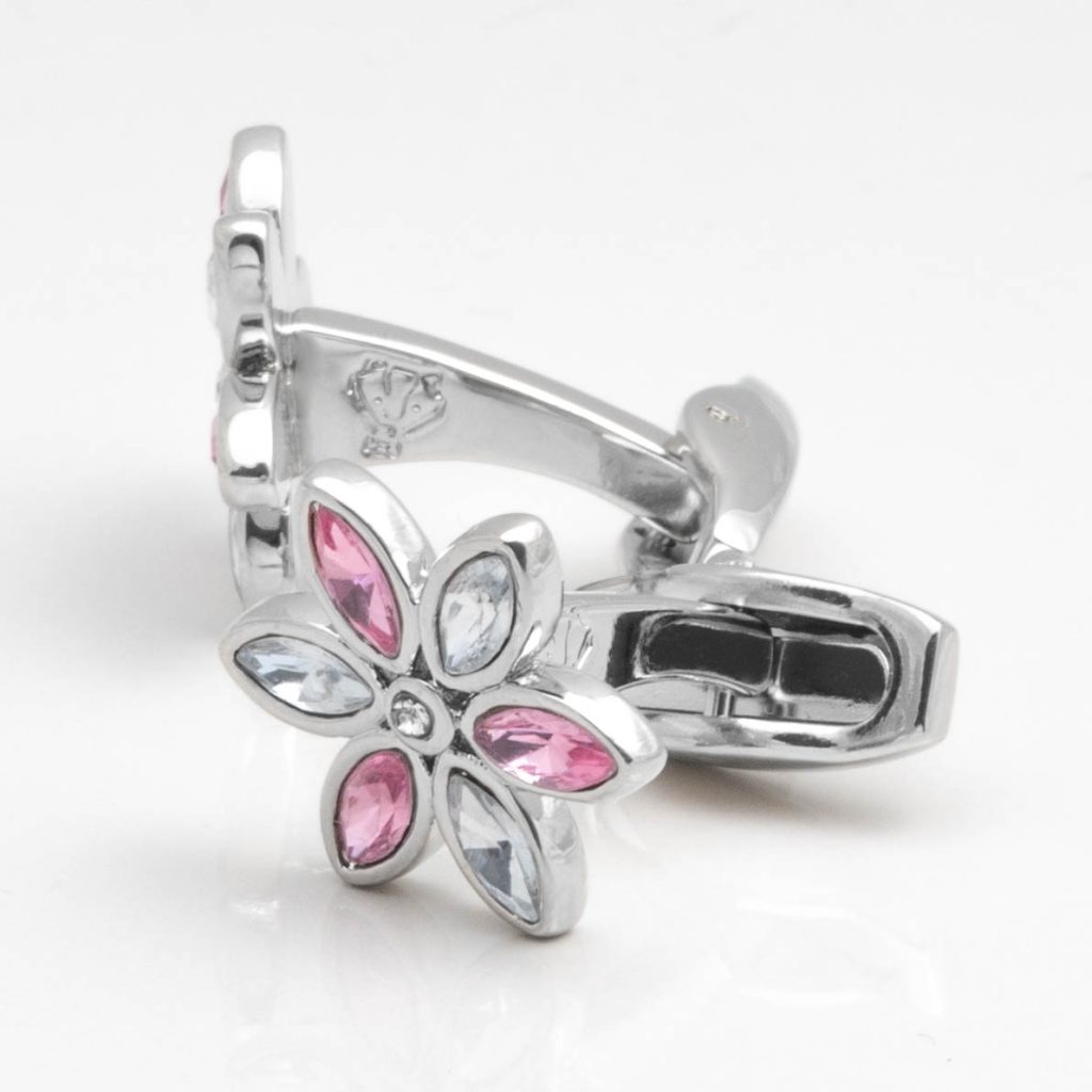 Pink-and-Clear-Crystal-Floral-Cufflinks