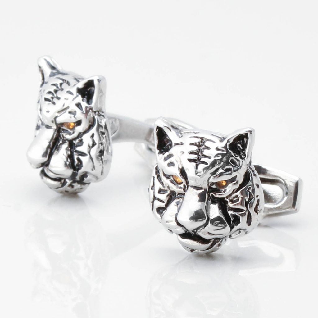 Silver Tiger Head Cufflinks 1 of 1 1