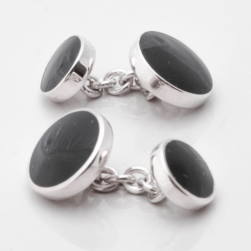 Sterling Silver Round Onyx Cufflinks 1 of 1