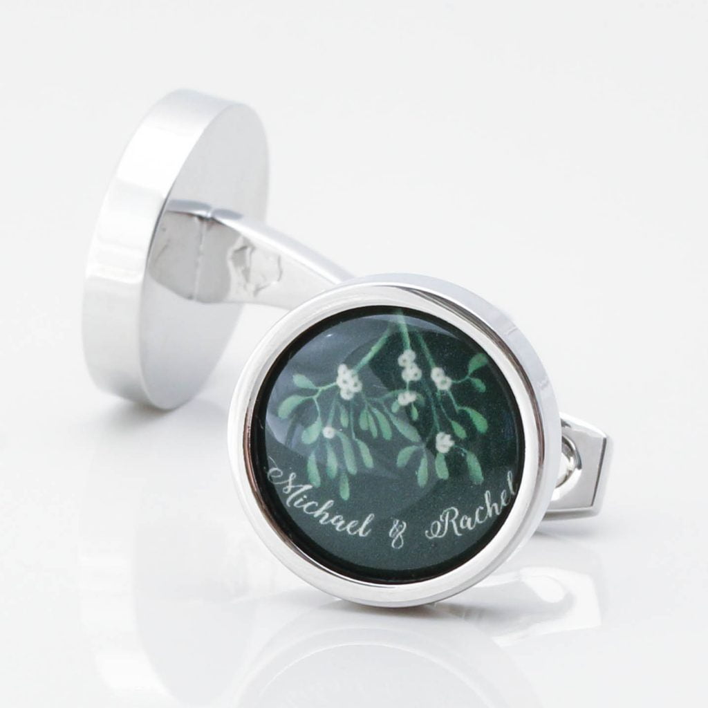 Personalised Names Under Mistletoe Cufflinks 3068