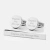 TIE BAR SETS SILVER CIRCLE 1