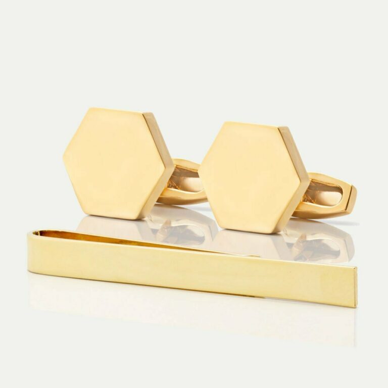TIE BAR SETS3 HEXAGON GOLD