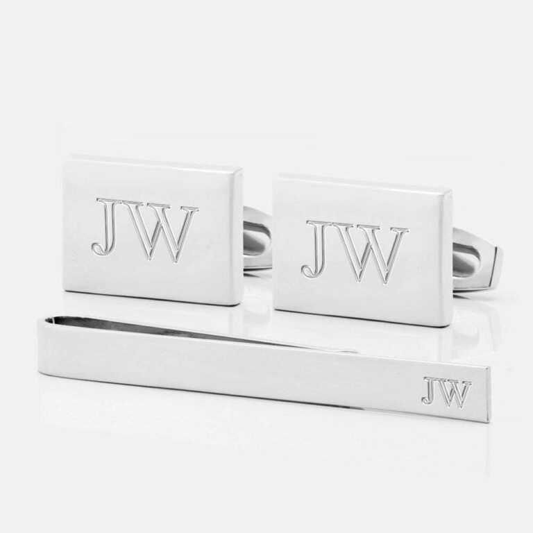 TIE BAR SETS3 rect silver init 2