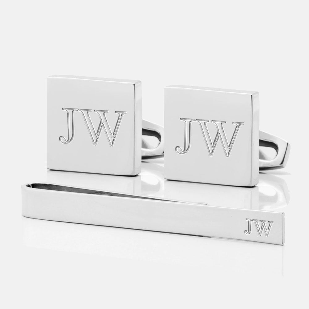 TIE BAR SETS3 silver square init 2