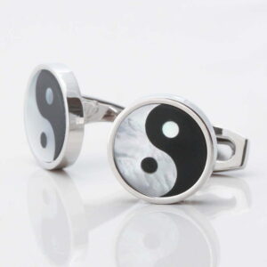 Mother of Pearl Onyx Yin and Yang Cufflinks 1 of 1