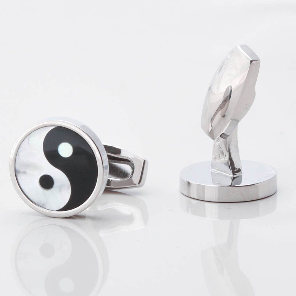 Mother of Pearl Onyx Yin and Yang Cufflinks Gallery 2 1 of 1