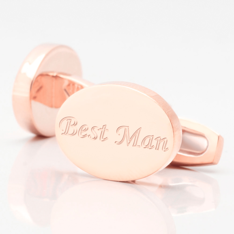 personalised bestman rose gold engraved cufflinks