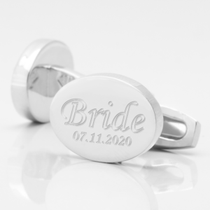 personalised bride date silver engraved cufflinks