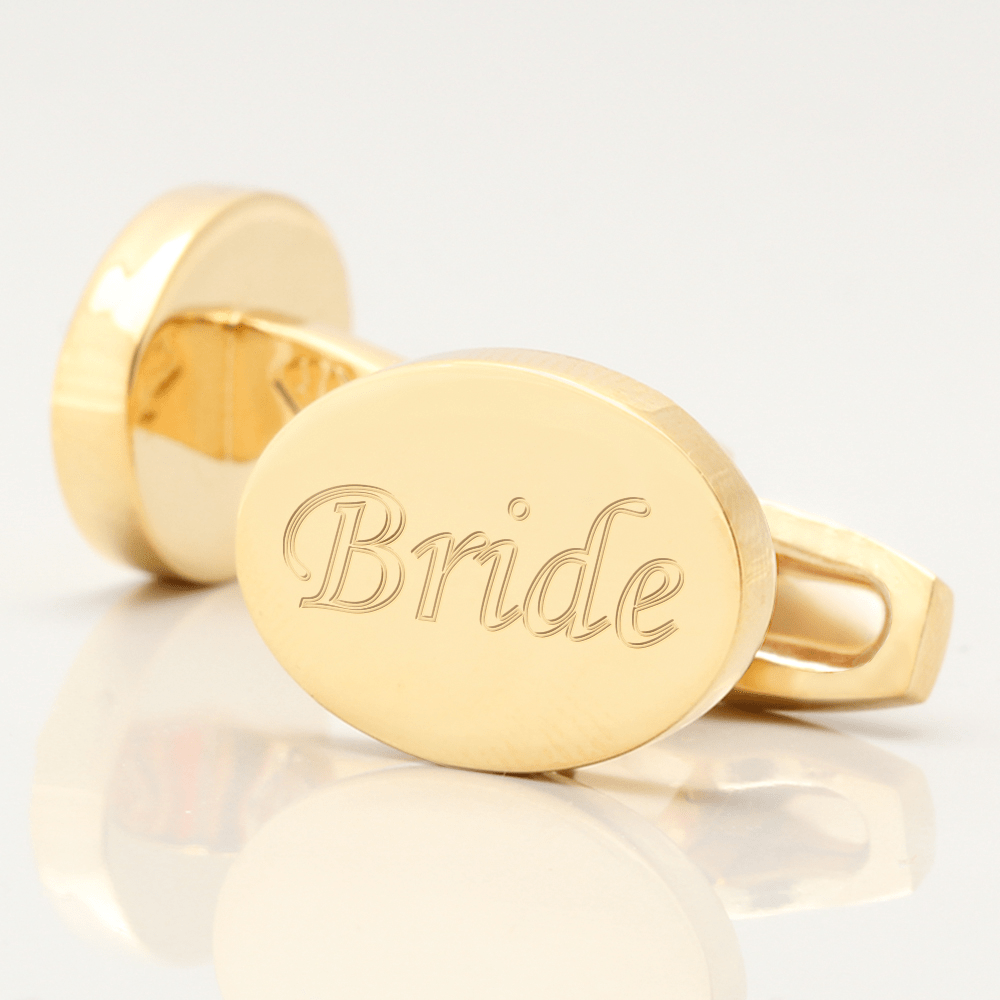 personalised bride gold engraved cufflinks