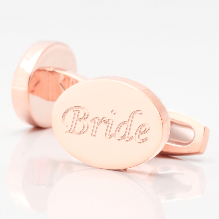 personalised bride rose gold engraved cufflinks