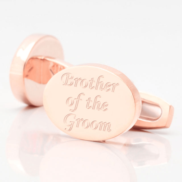 personalised brother groom rose gold engraved cufflinks