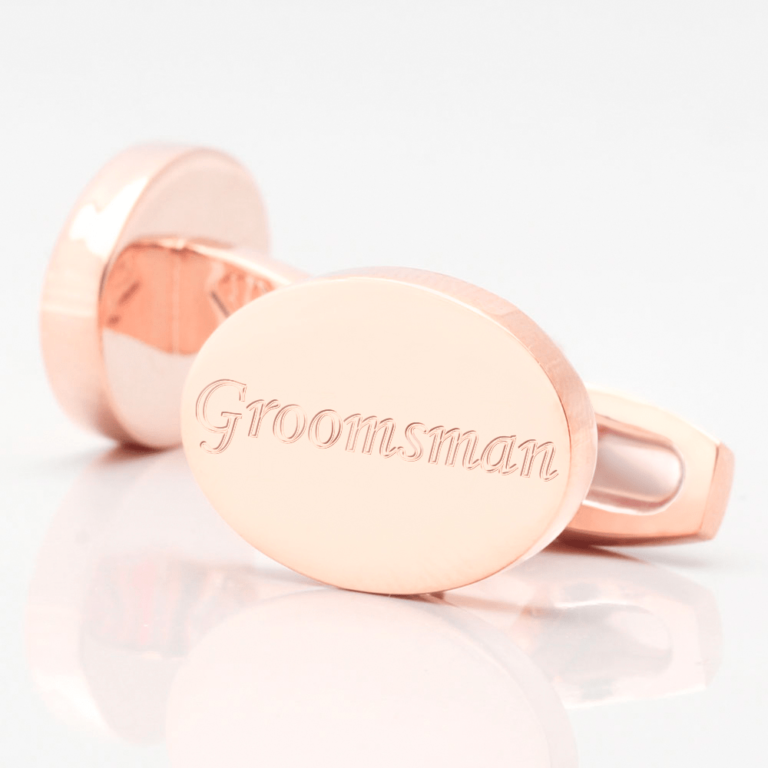 personalised groomsman rose gold engraved cufflinks