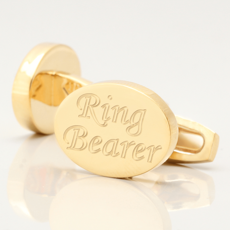 personalised ringbearer gold engraved cufflinks