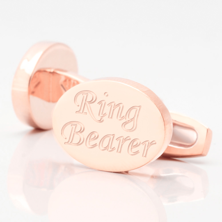 personalised ringbearer rose gold engraved cufflinks