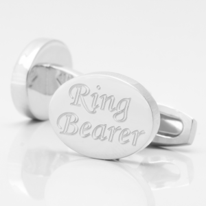 personalised ringbearer silver engraved cufflinks