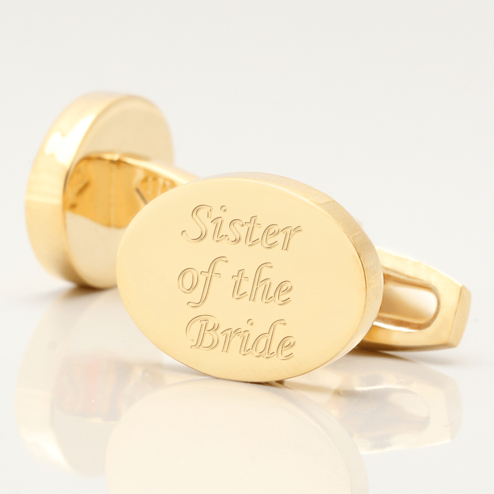 personalised siter bride gold engraved cufflinks