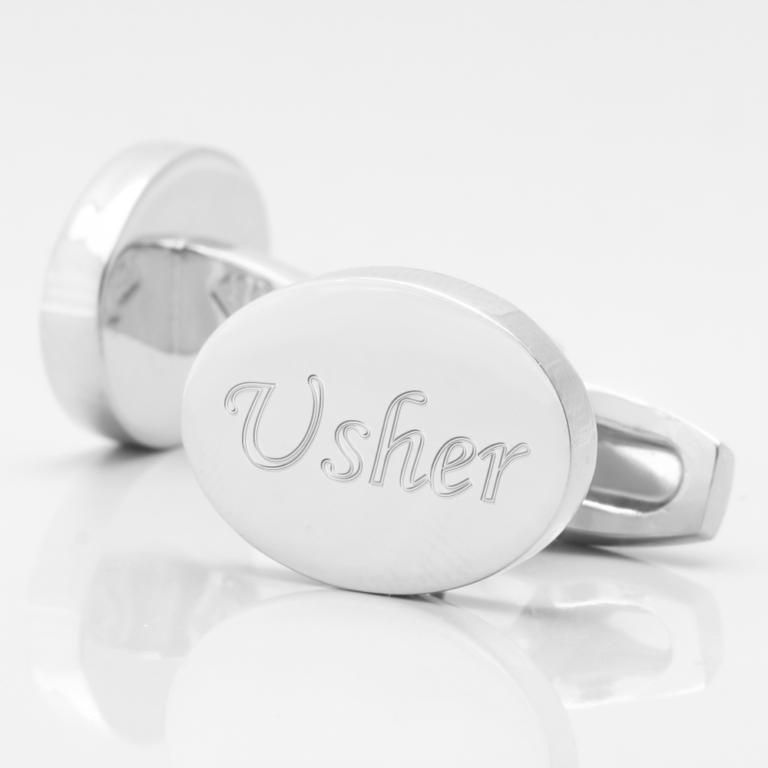 personalised usher silver engraved cufflinks