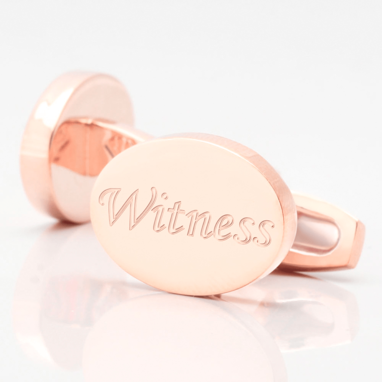 personalised witness rose gold engraved cufflinks
