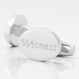 personalised witness silver engraved cufflinks