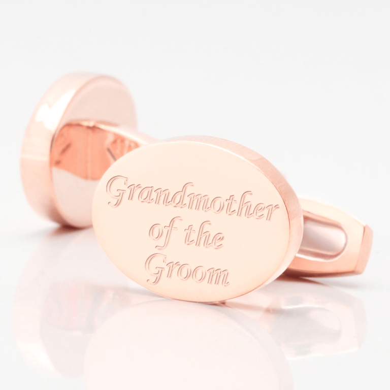 personalised grandmother groom rose gold engraved cufflinks