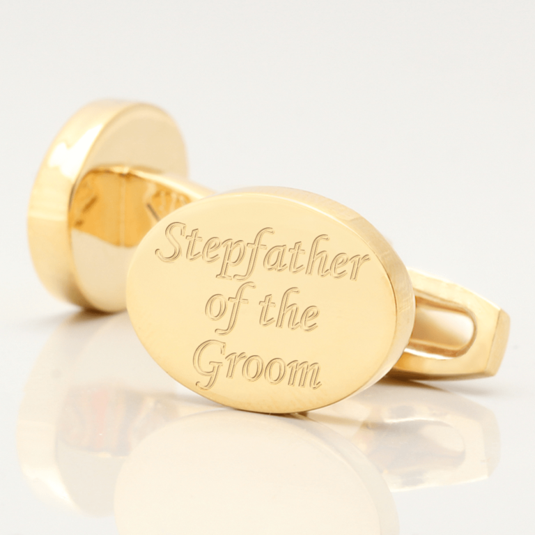 personalised stepfather groom gold engraved cufflinks