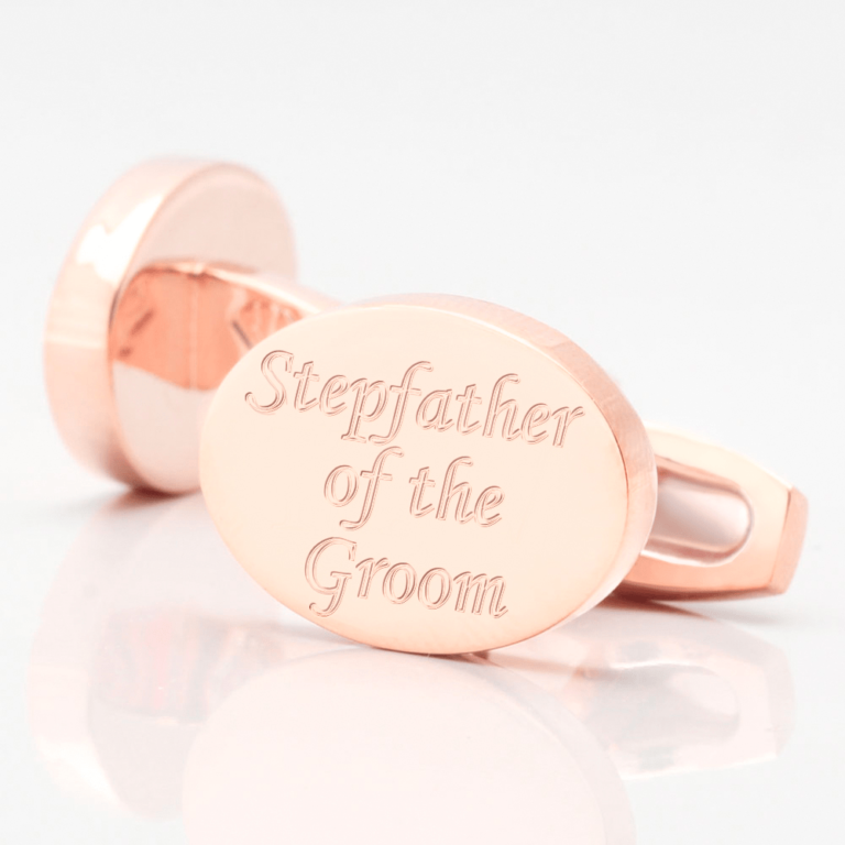 personalised stepfather groom rose gold engraved cufflinks