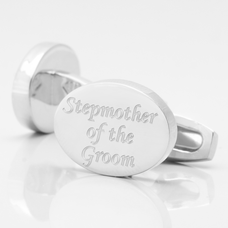 personalised stepmother groom silver engraved cufflinks