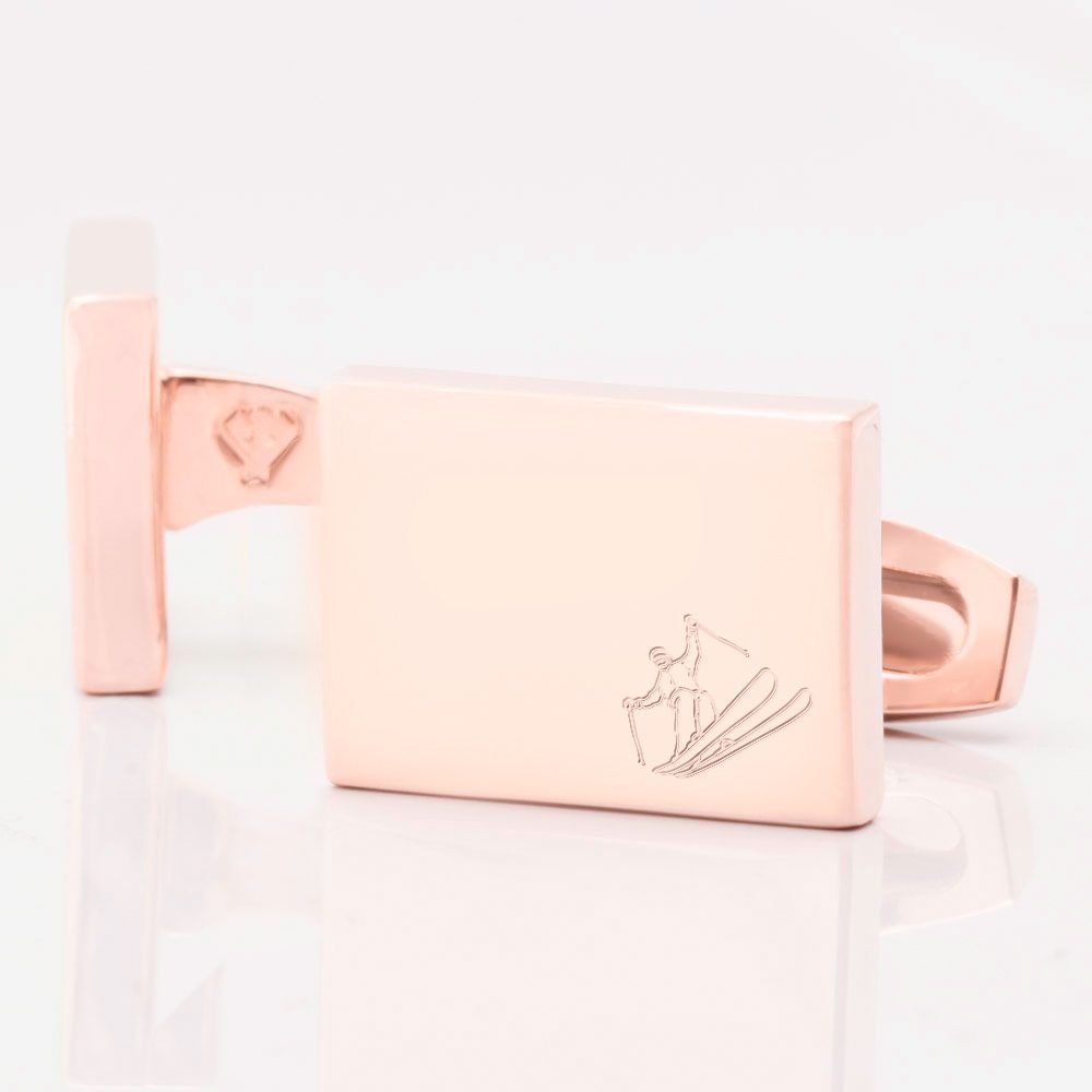 Skiing Rectangle Rose Gold