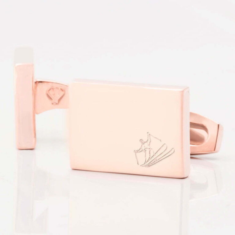 Skiing Rectangle Rose Gold