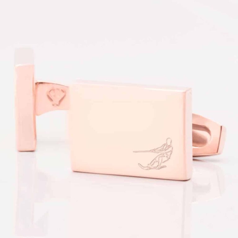 Water Skiing Rectangle Rose Gold 1
