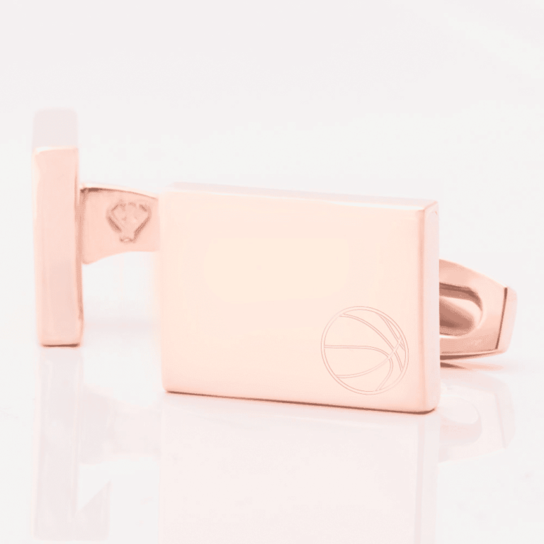 basketball engraved rose gold cufflinks