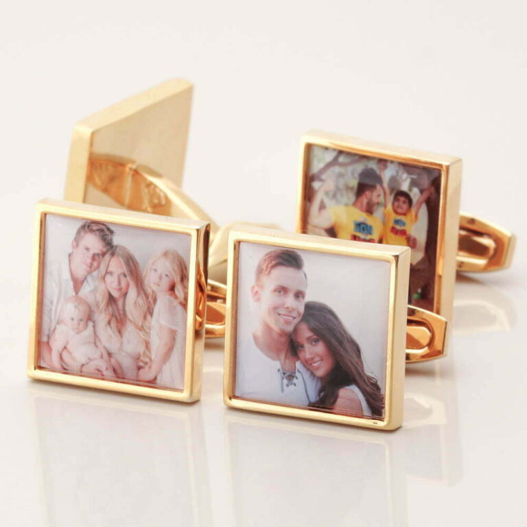 Gold Square Personalised Photo Cufflinks