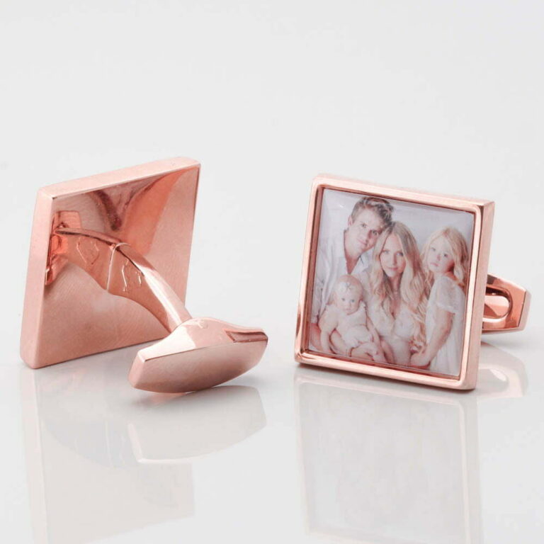 Rose Gold Square Personalised Photo Cufflinks Gallery 1 of 1