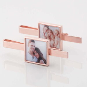 Rose Gold Square Personalised Photo Tie Slide 1 of 1