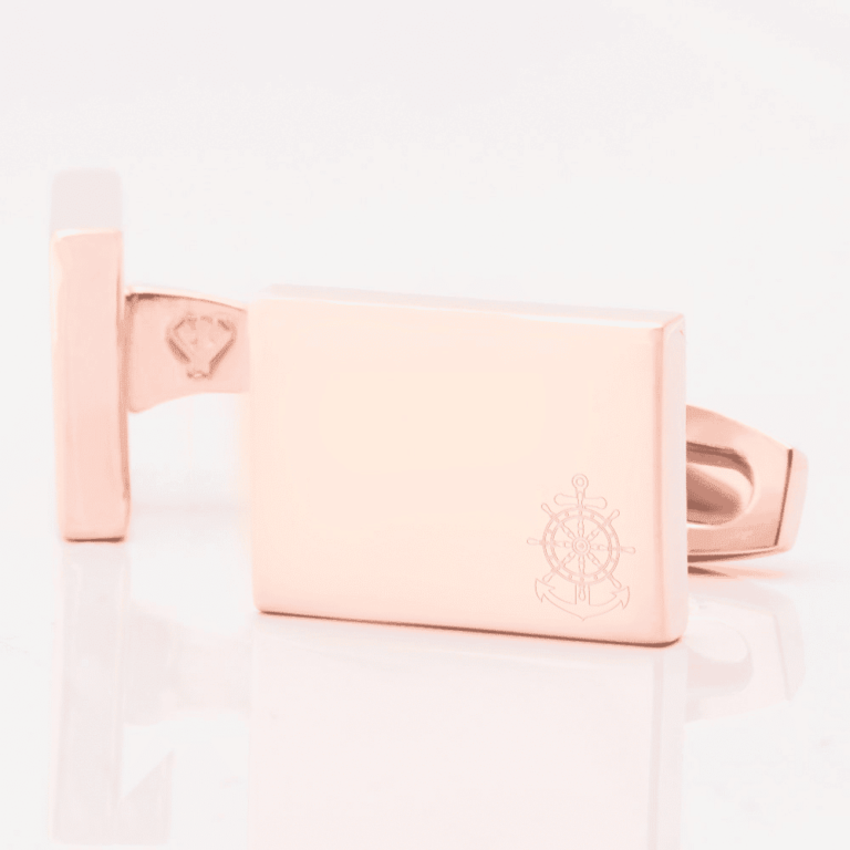 Sailor engraved rose gold cufflinks