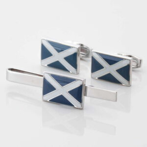 Scottish Flag Cufflinks Tie Bar Set 1 of 1