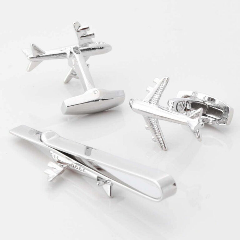 Airliner Cufflinks Tie Slide Set Gallery 1 of 1