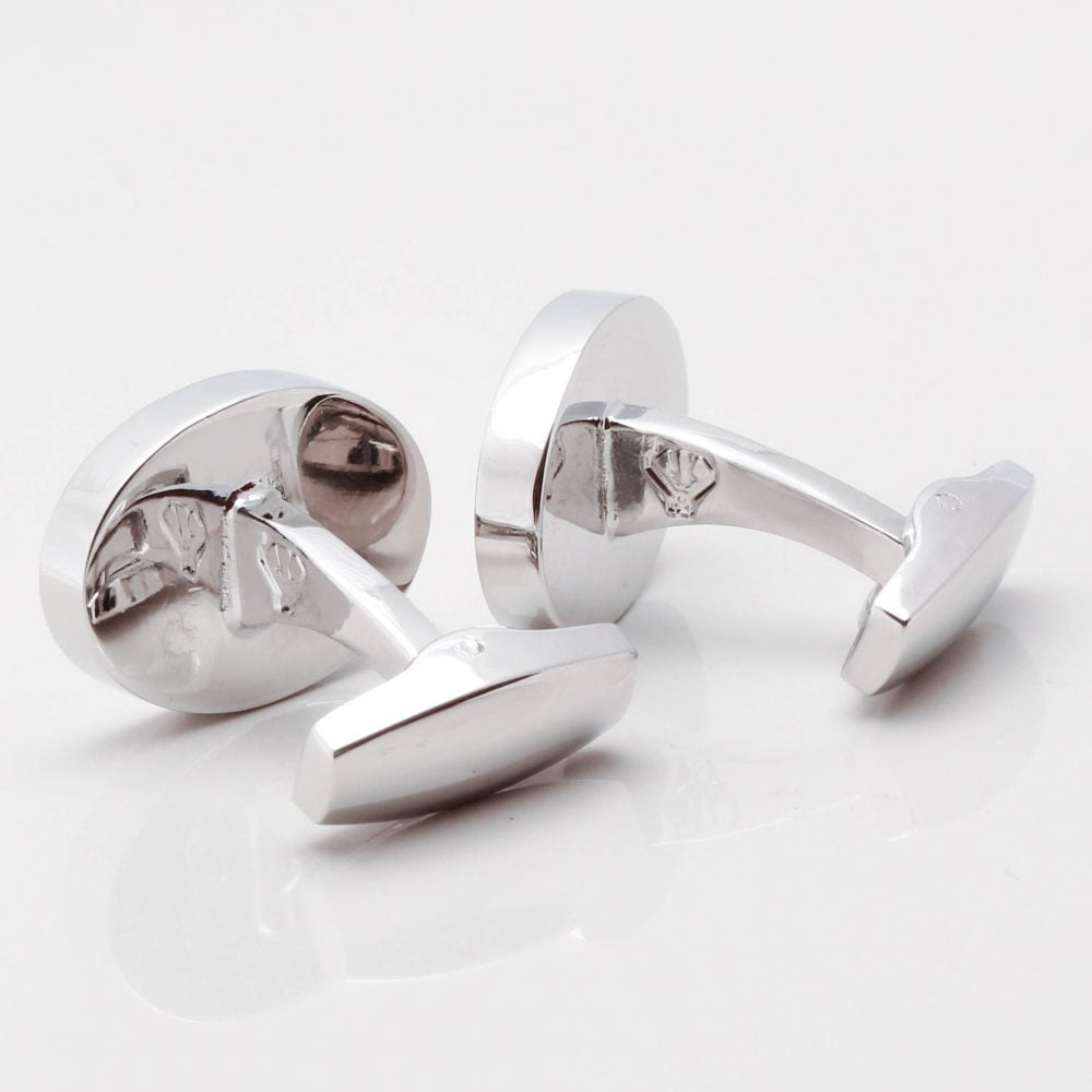 Engraved Logo Cufflinks Silver Plated Oval Gallery 1 of 1