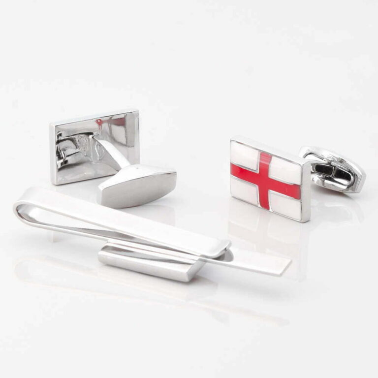 St Georges Flag Cufflinks Tie Slide Set Gallery 1 of 1