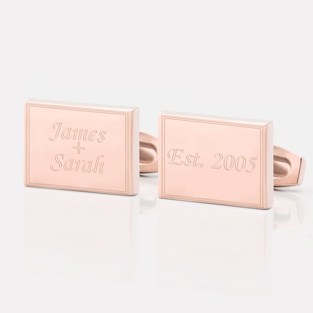 personalised anniversary rose gold engraved cufflinks
