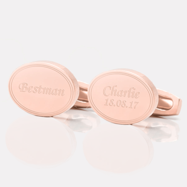 personalised bestman rose gold engraved cufflinks