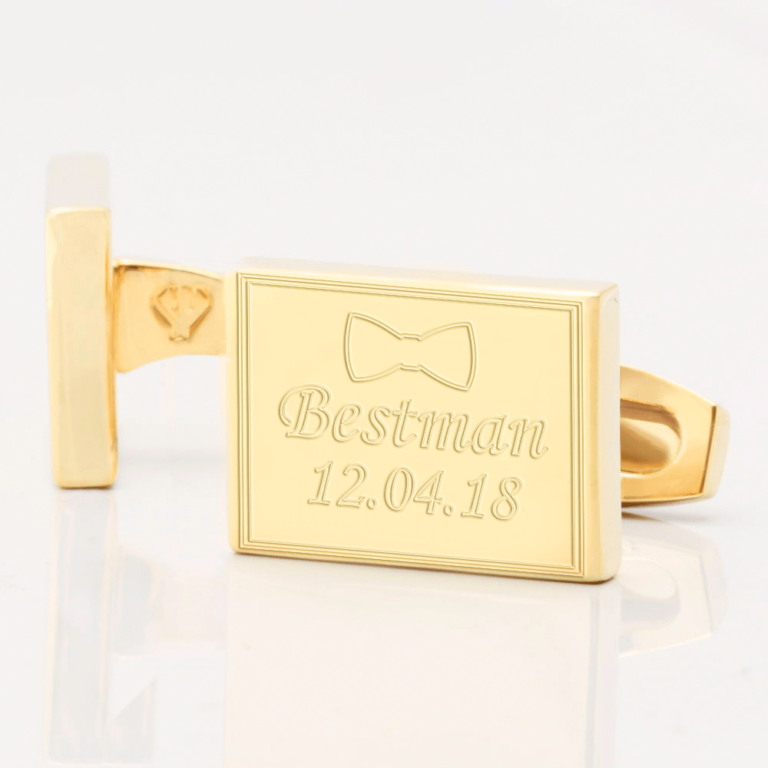 personalised bowtie gold engraved cufflinks