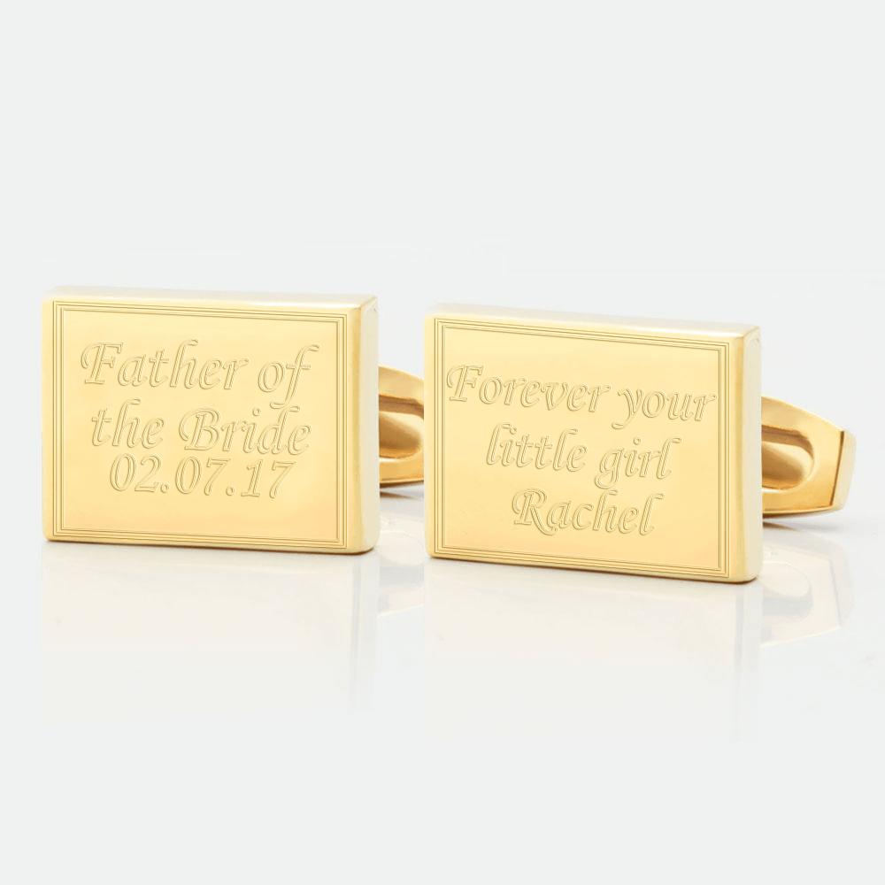 personalised father bride gold engraved cufflinks