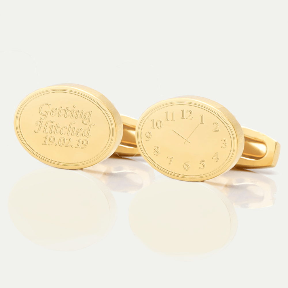 personalised getting hitched gold engraved cufflinks
