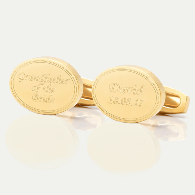 personalised grandfather bride gold engraved cufflinks