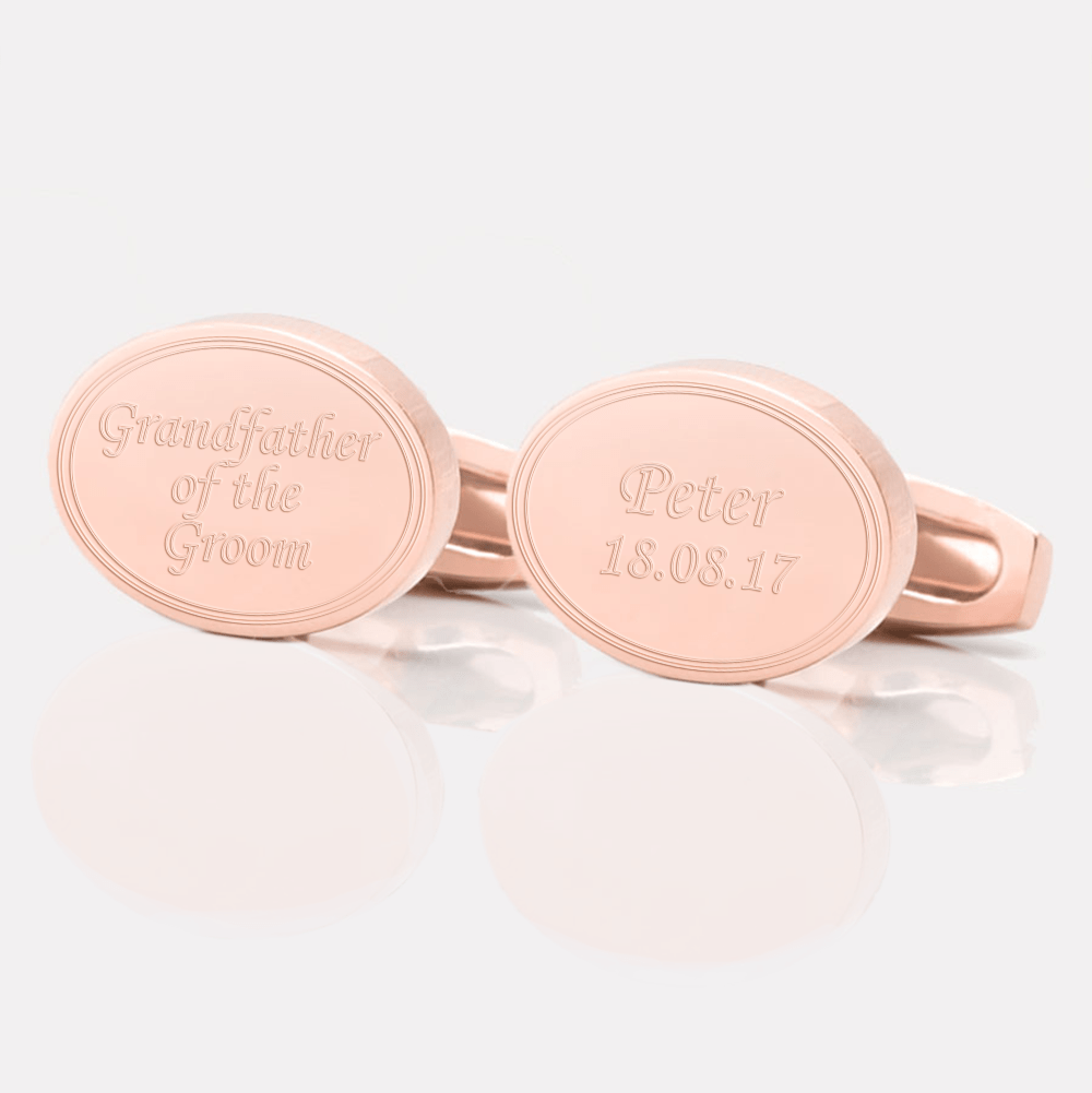 personalised grandfather groom rose gold engraved cufflinks