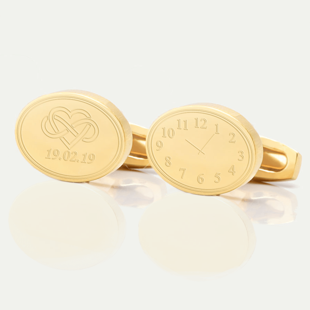 personalised heart infinity gold engraved cufflinks